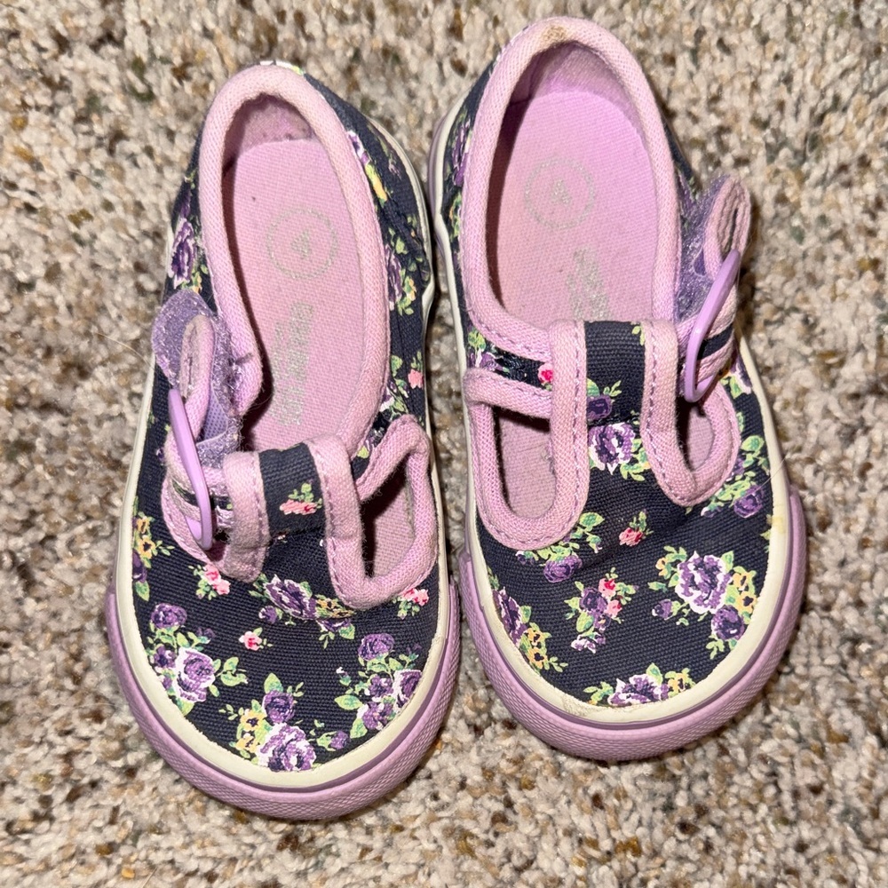 Floral Kids Shoes - Purple and Pink